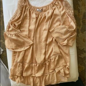 Fever silky long sleeve blouse peach color